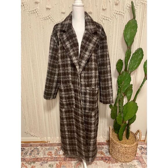 COTTON ON Long Oversized Plaid Coat Size L (AS IS) - Picture 2 of 16